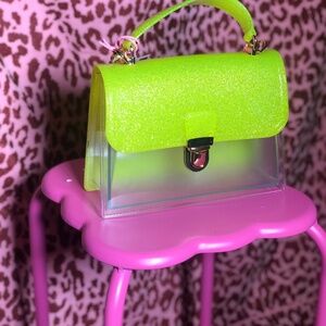 Neon Green Glitter Vinyl Purse